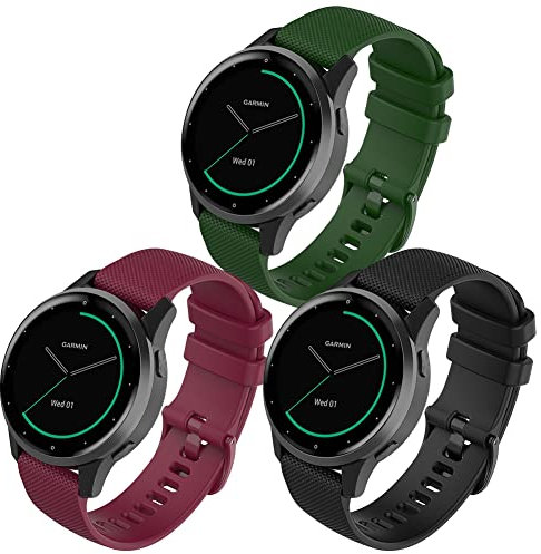 FunBand kompatibel mit Garmin Vivoactive 4S/Garmin Vivomove 3S, 18mm Quickfit weiches Textur Silikon Ersatzarmband ist für Garmin Venu 2S Smart Watch