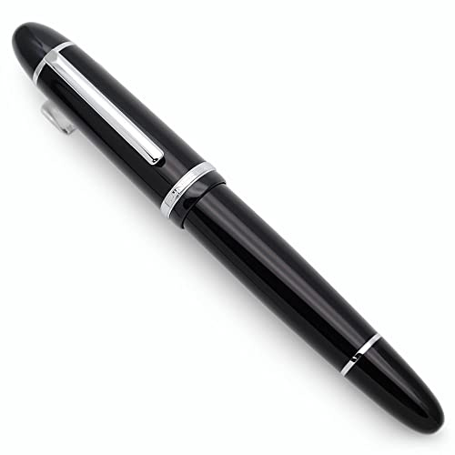JINHAO X159 Harz Füllfederhalter mit Tinte Konverter (Feine Feder, Schwarz mit Silbernem Clip)