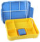 Schramm® Brotdose aus Kunstoff wählbar in 3 Farben 23x17x5cm Lunchbox mit 6 Fächern 1300ml Kinderbrotdose mit Schnapverschluss, Farbe:blau/gelb