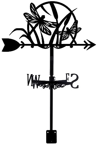 SUPERDANT Dragonfly Weather Vane Moon Weathervanes Wrought Iron Wind Vanes for Garden Weathervane for Garden Wind Direction Indicator for Roof Paddock Shed Decoration
