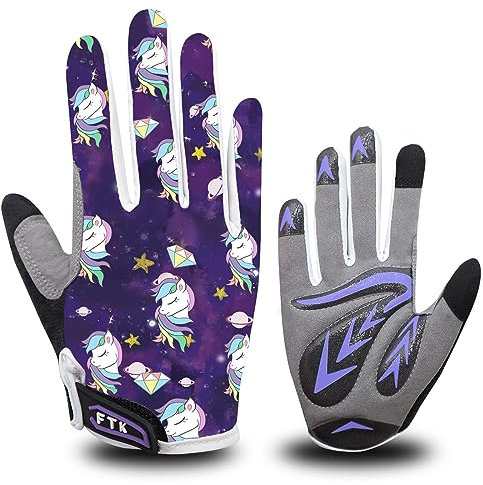 LOVMEAD Fahrradhandschuhe Kinder für Jungen Mädchen Alter 4-12, MTB Handschuhe Paar Outdoor Sport Rennrad Fahrrad Bike Handschuhe Frühling Sommer (XL, Lila)