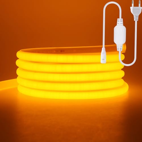 Wisada COB Neon LED Streifen 1m, 220V 288 LEDs/m FCOB Band, Hohe Dichte Flexibler Superhell Gelb Neonlicht, Wasserdicht Silikon Lichtband für Schlafzimmer Architekturbeleuchtung