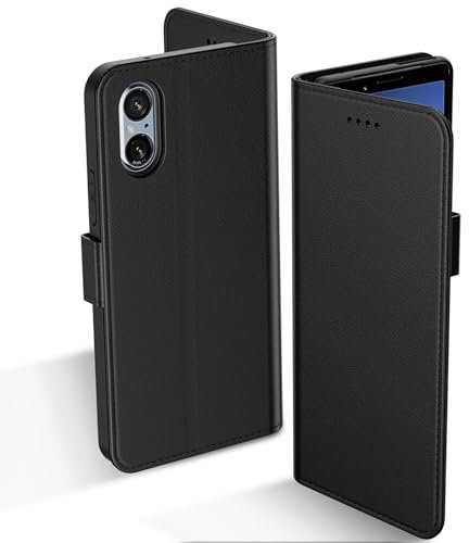 Aiziki Handyhülle für Sony Xperia 5 V Hülle, RFID Leder Klappbar Schutzhülle Tasche Wallet Brieftasche Cover Flip Case [Standfunktion] [Kartenfächern] Kompatibel mit Sony Xperia 5 V Hülle -Schwarz
