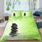 MEVASA Housse de Couette 240x260 Bambou Vert Parure de Lit 2 Personnes 3D Motif Luxueuse Microfibre Adulte Housse de Couette Pierres Zen Feuilles De Bambou avec 2 Taies d'oreiller 50x75