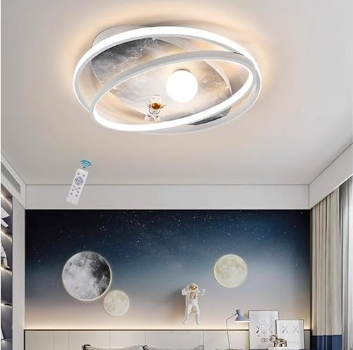 WJLL LED-Deckenleuchten Kinderzimmer Leuchte 50W Dimmbar Schlafzimmer-Deckenlampen Astronauten-Sternen Kinderlampe Ring-Design-Nachtlicht Restaurant-Arbeitszimmer-Decke Lampe Innenbeleuchtung Licht