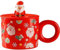 SuperglockT Weihnachtstasse Lustige Weihnachtsmotive Keramik Kaffeetasse mit Deckel Teetasse 400ml Weihnachtsbecher Geschenkidee für Freunde Kollegen Mama Papa Oma Opa (Weihnachtsmann)