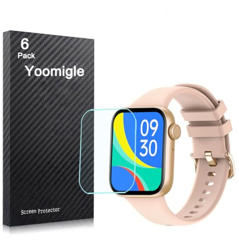 Yoomigle Displayschutzfolie für Da Fit L31 4,7 cm (1,85 Zoll), kompatibel mit HOETEK L31 4,7 cm (1,85 Zoll) Smartwatch, Displayschutzfolien, kristallklar, HD, kratzfest, Anti-Fingerabdruck, 6 Stück
