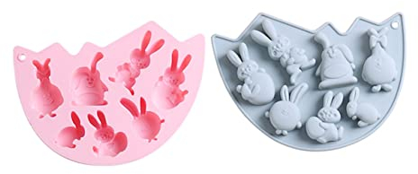 ABOOFAN 6 Pièces Moule à Lapin moules en silicone cuisson de gâteaux moule à agneau de pâques moules à bougies bonbons moule à gâteau maison bricolage moule a gateau glaçons