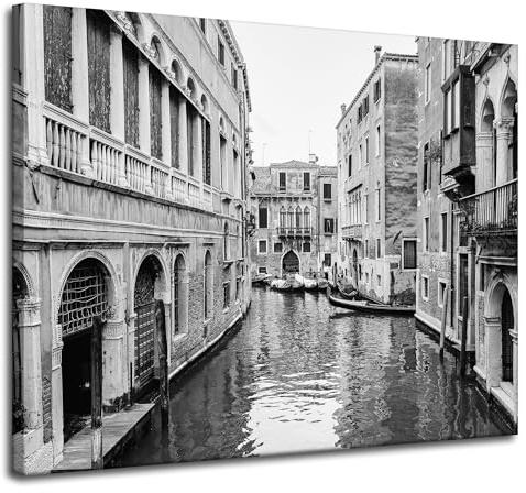 GP TONER Leinwandgemälde Schwarz-Weiß-Venedig 100X80 cm