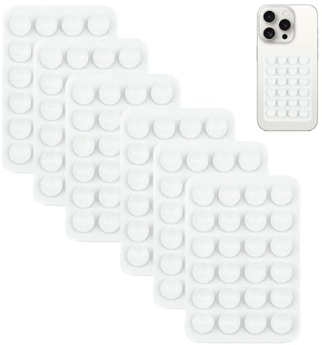 GMHLLES Silicone Suction Phone Case Mount 6Pcs Phone Pad, Non Slip Double Sided Suction Cup Phone Holder for Selfies and Video Shooting (Transparent)