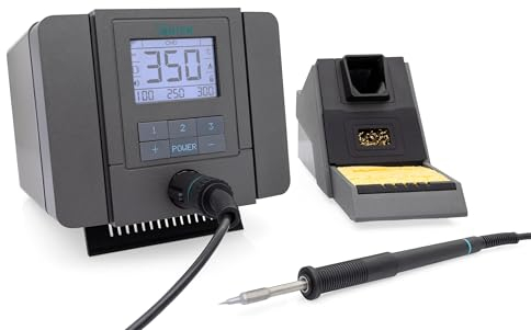 QUICK TS8 digital regelbare ESD Lötstation 150 Watt inkl. Lötkolben mit 0,1 mm Rapid-Kartuschen-Lötspitze in 3 s auf 300°C | Zubehör | SMD Lötstation kalibrierbar mit 3 Temperatur-Speicher