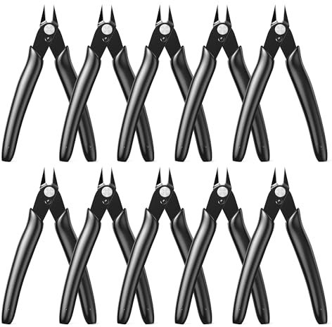 130mm Elektronik Seitenschneider Klein: 10 Pcs Elektronik Drahtschneider für Modellbau, Feine Drähte, Electronics, Kabelbinder, PCB, Schwarz