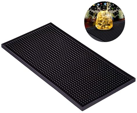 CiciIng 30 x 15 cm Barmatte, Gummi Abtropfmatte Geschirr, Kaffee Tampermatte, Überlaufmatte Schnell Trocknend für Bar Küche Café Restaurants Theke (Schwarz)