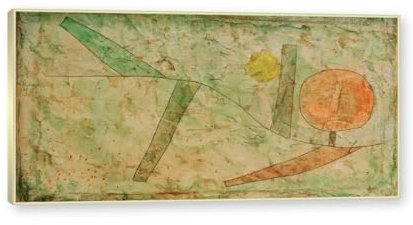NHLDZYH Champagne Gold Frame - Famous Paintings Wall Art, (Landscape at The Start) by Paul Klee, Canvas Print Poster, Abstract Art Picture for Living Room Bedroom Home Decor 75x135cm-29.5x53.2in