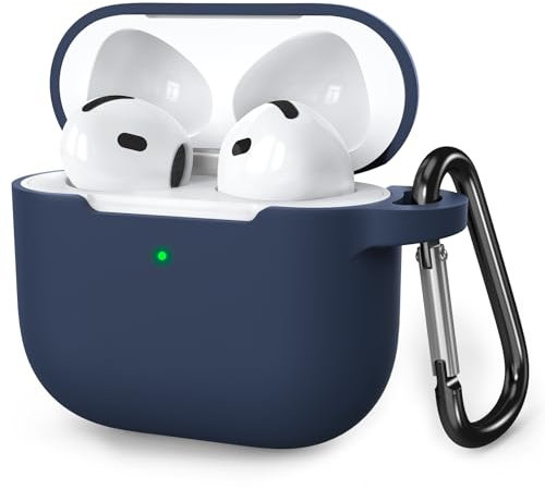 Delidigi Kompatibel mit AirPods 4 Hülle, Slim Weiches Silikon Case 360° Rundumschutz, Skin Accessories for AirPods 4th Generation 2024 Latest with Keychain