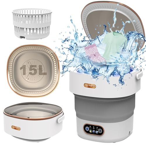 Portable Washing Machine with Spin Dryer, 16L 2Kg Mini Washing Machine and Dryer, Small Portable for Baby Clothes, Underwear, Socks, Apartment, Camping, RV, Gifts, Travel,