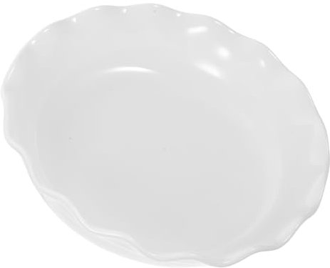 SHOWERORO 1pc Ceramic Bakeware Pizza Plate Porcelain Pie Dishes Cake Baking Pan Oven Roasting Pan Pie Pan for Baking Pie Dishes for The Oven Pizza Baking Tray Bread Loaf Pan White Ceramics