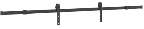 vidaXL Schiebetürbeschlag-Set 213,5 cm Stahl Schwarz, Schiebetür-Beschlag, Schiebetür-Rolle, Schiebetür-System, Schiebetür-Schiene, Schiebetür-Bügel
