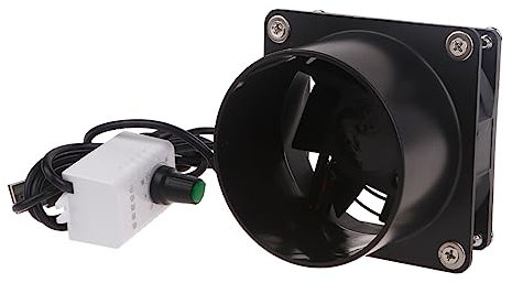 DAYnagh Petite Ventilateur d'extraction d'air avec Φ80mm tuyau d'evacuation flexible en aluminium, extracteur d'Air de ventilation avec contrôleur de Vitesse USB (sans tuyau)