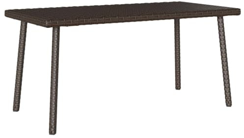 vidaXL Garden Coffee Table - Poly Rattan Outdoor Patio Furniture in Brown, Rectangular Modern Table, 80x40x37 cm, UV- with Steel Frame, Lightweight for Garden Deck Lounge