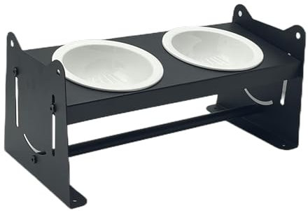 Pet Joy, Raised Dog/Cat Plastic Bowls with Metal Stand, Elevated Pet Food and Water Bowls for Small to Big Cats,Medium to Large Dogs, Anti-Slip and Adjustable Height Pet Feeding Station,Black Color