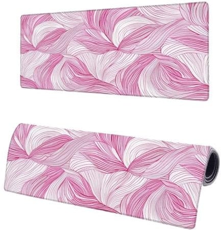 Gaming Mauspad XXL 1000x500x3mm, Abstrakt Mousepad Groß, Mauspad Rosa mit Vernähte Kanten, WassXerdicht Anti-Rutsch Mouse Pad Schreibtisch Unterlegmatte, Verbessert Präzision und Geschwindigkeit X-3
