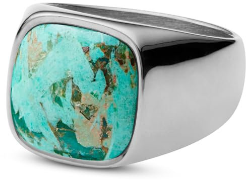 Lucleon by Trendhim Ring Herren | Len Siegelring aus Edelstahl mit Chrysokoll Gravel Design | Dänisches Design | Ausdrucksstarker Männerschmuck für Alltag & Anlass
