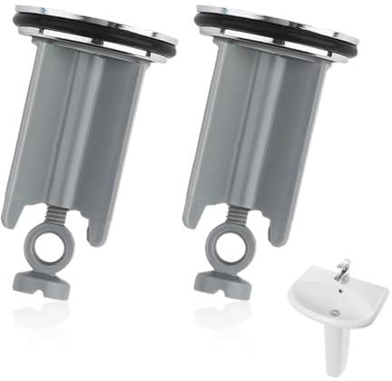 2 Stücke Abflussstopfen,Universal Waschbeckenstöpsel 40mm Abfluss-Stöpsel aus Messing mit Gummi,Stöpsel Waschbecken,für Waschbecken im Bad und Bidets Höhenverstellbar