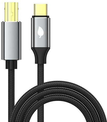 USB Printer Cable 6 feet, USB 2.0 A to B Cable, USBA to USB B Square Scanner Cord for HP, Canon, Epson, Brother, LEX, Dell, Piano, Midi Keyboard, DJ Controller to Computer/PC/Laptop- 6 FT
