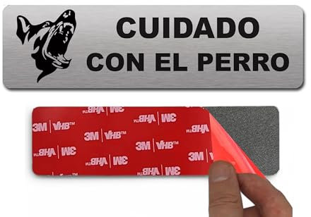 1 x Señal Adhesiva | Acabado Premium - 18 x 5 cm - Grosor 0.8mm y Super adhesivo (Cuidado Perro)