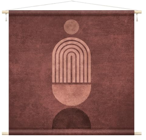 micasia Wandteppich Kunstdruck Stoffbild inkl. Holzstäbe & Seile Wanddeko - Made in Germany - Kunstkopie Retro Vintage braun Wohnzimmer Schlafzimmer Wandbehang 1018 (90x90cm)