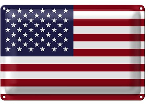 Blechschild USA Flagge | Vintage Deko | Wanddekoration | 18 cm x 12 cm