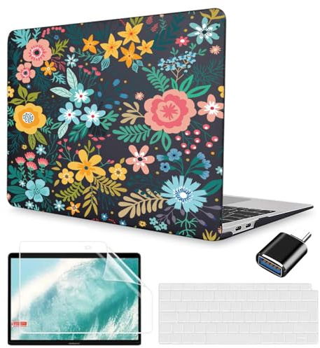 MUSHUI 4 en 1 Coque Compatible avec MacBook Air 13 Pouces 2020 2019 2018 (M1 A2337 A2179 A1932), Coque Rigide en Plastique Fine & Protection Clavier & Adaptateur USB C pour Mac Air M1 - New4