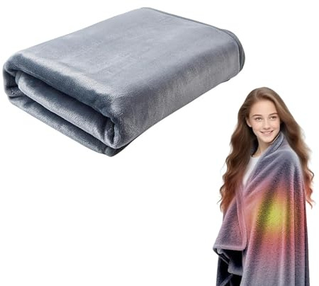 JOPWUE Couverture Chauffante Électrique,Plaid Couverture Chauffante USB,140 * 80cm,Portable Couvertures Électrique sans Fil,3 Niveaux de Chauffage,Lavable Châle pour Maison Bureau (Gris foncé)