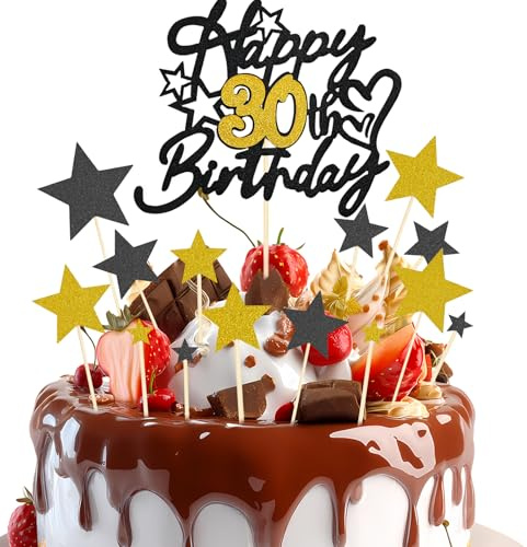 NISENTIA 15 Stück Tortendeko 30 Geburtstag Männer Frauen, 30 Geburtstag Deko Kuchen, Happy Birthday Tortendeko Kuchendeko, 30. Geburtstagsdeko Topp Die Torte, Cake Topper für 30. Geburstagstorte Deko