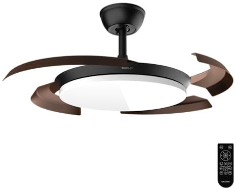 Cecotec Deckenventilator mit Licht Aero 4500 Invisible Black&DarkWood | 30 W DC-Motor, Fernbedienung, Timer bis 4 Std., 6 Geschwindigkeitsstufen, Sommer-/Winterfunktion, 3 Helligkeitsstufen
