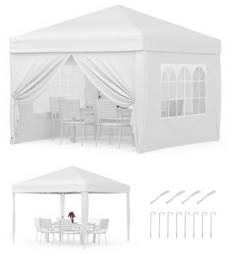 Gartenpavillon für den Außenbereich, mit 4 abnehmbaren Wänden, faltbares Pavillon, 3 x 3 m, Türen mit Reißverschluss, robustes Pop-Up-Zelt mit Transporttasche für Garten