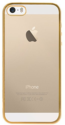 Bigben Connected Semi-Rigid Case for iPhone 5/5S/SE Transparent with Metal Contour Gold