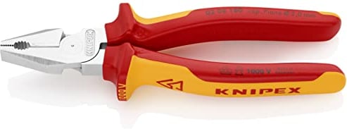 KNIPEX Kraft-Kombizange auf SB-Karte isoliert mit Mehrkomponenten-Hüllen, VDE-geprüft verchromt 180 mm, 02 06 180 SB