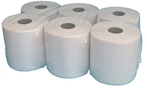 6 Handtuchrollen Papierhandtuchrollen Papierrollen MIDI Rollen 2-lagig Tissue Hochweiß 20cm breit 140m perforiert Außenabrollung (Autocut)
