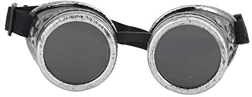 Vintage Schutzbrille mit Doppellinsen - ABS Industriebrille mit UV-Schutz - Für Schweißarbeiten, Steampunk Cosplay und Motorrad (Schwarz)