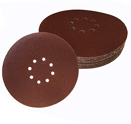 Goodway 30 Stück Klett Schleifscheiben Ø 225 mm | 8 Loch | je 5 x K 40/60/80/120/180/240 Grit | Schleifpapier für Multischleifer