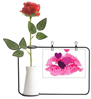 Beauty Gift Künstliche Rosen zum Aufhängen von Vasen mit rosa Lippen, Herzen, Dekoration