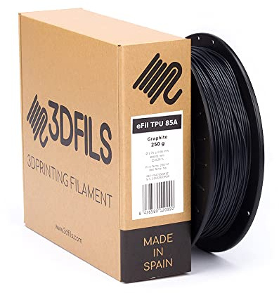 3DFILS - Flexibles Filament für 3D-Druck eFil TPU 85A: 1,75 mm, 500 g, Graphit