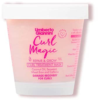 Umberto Giannini Curl Magic Hair Mask, Vegan & Cruelty Free Repair & Growth Curl Treatment Mask with Seaweed, Wheat Bran & Caffeine, 230 ml