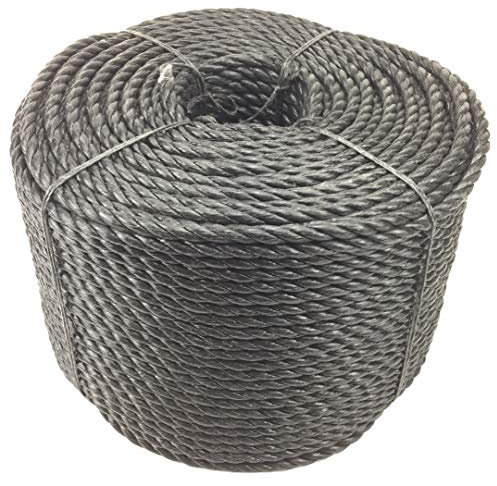 RopeServices UK 10mm Black Polypropylene Rope x 100 Metres, Cheap Nylon Twisted Poly Ropes