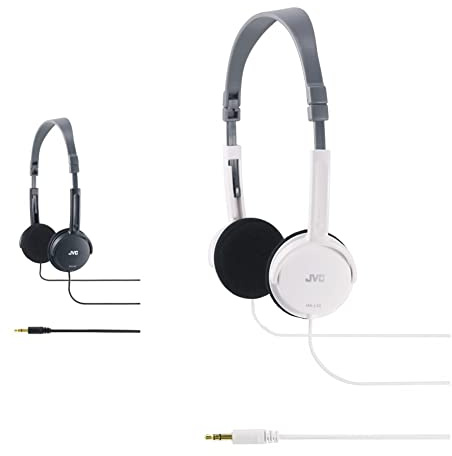 JVC Ha-L50W, Cuffie Leggere, 18-22000 Hz, 3 Cm, 1,5 M, Bianco + Hal-50-B Auriculares Ultra-Ligeros Y Plegables Color Negro
