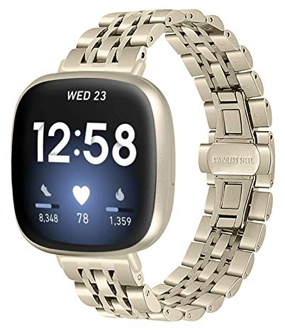 Gimart UK Ersatzarmband für Fitbit Versa 3 / Fit Bit Sense für Damen und Herren, massives Edelstahl, Ersatzarmband, Metallband für Sense, Größe S, L (Champagner-Gold)