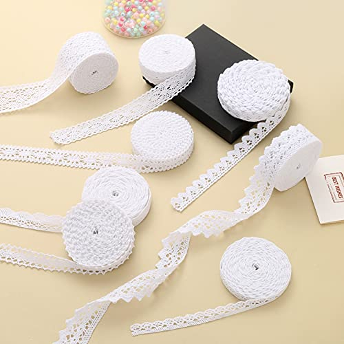 ToBeIT 40M spitzenband Vintage aus Baumwolle- Weiß spitze Dekoband Zierband Spitzenstoff Spitzenborte für Nähen Handwerk Hochzeit Deko Scrapbooking Geschenkbox (Weiß40meter)