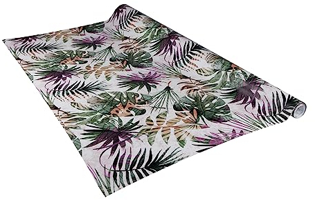 Venilia Klebefolie | Tropics Jungle Palm Leaves Palmenblätter Bunt | 90 cm x 2,6 m, Stärke 160μ | selbstklebende Möbel-Folie, Dekofolie, Tapete, Küchenfolie | PVC ohne Phthalate | Made in EU